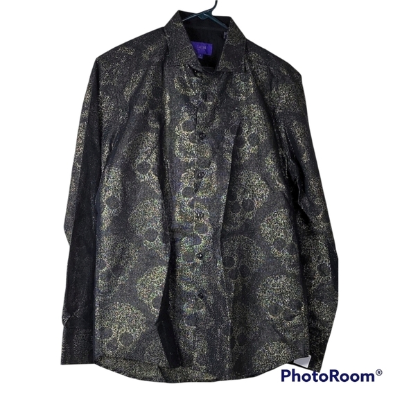 Tallia Men's Skull Button-down Shirt - Picture 1 of 3
